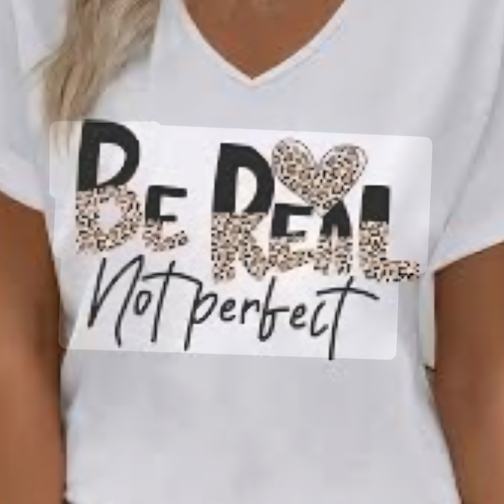 SHEIN White Tee with Leopard Heart Graphic